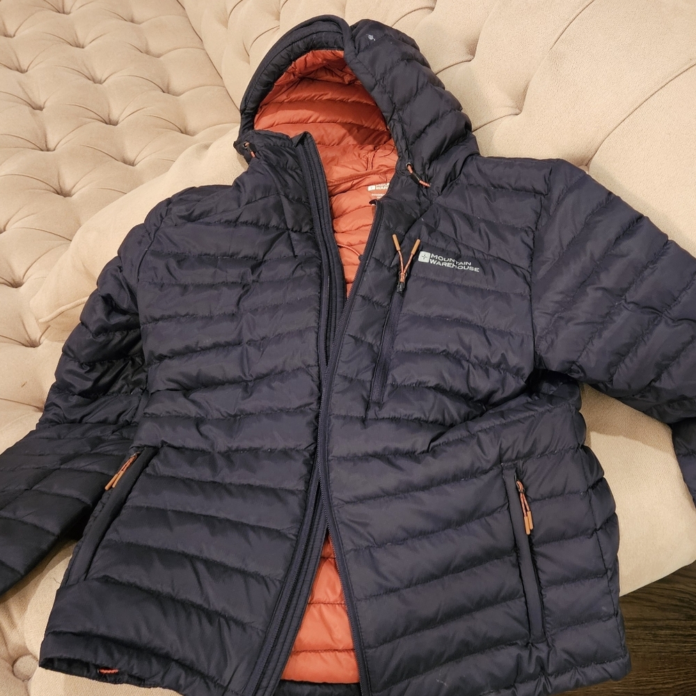 Mens Hooded DOWN Jacket, NAVY, XS